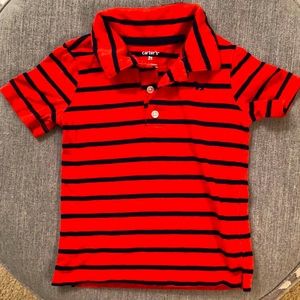 Carter’s 2T coral/orange and navy stripe cotton polo